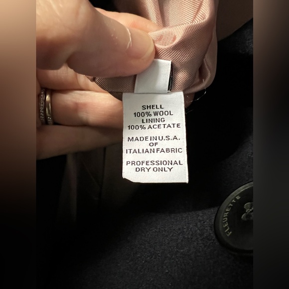 New Fleurette Ali Wool Peacoat in Midnight Women’s Size 12 - Picture 11 of 12